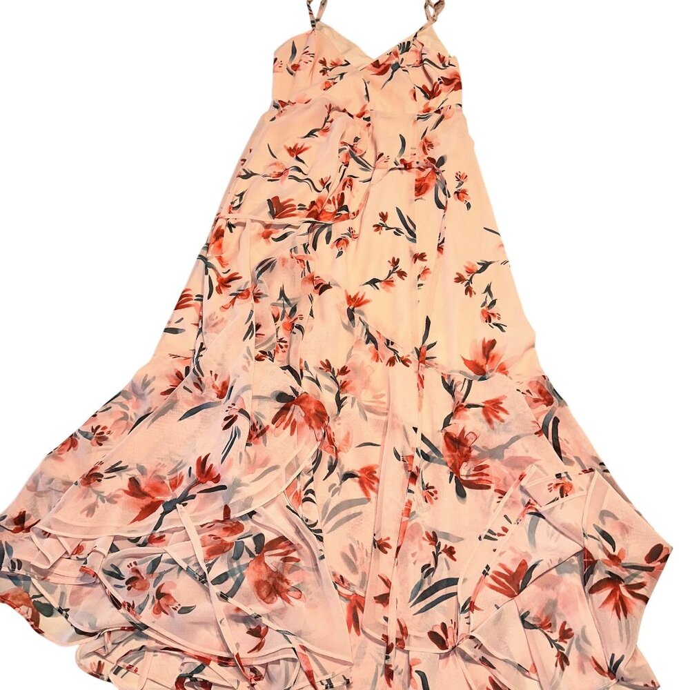 Fame & Partners Rosalia Pink Floral Print High Low Dress Women's 6